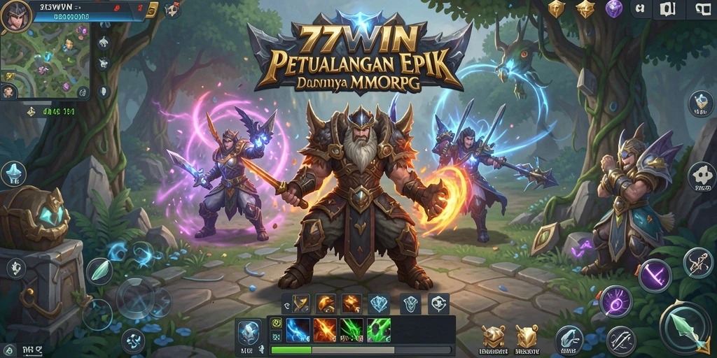 Tampilan gameplay <strong>77WIN</strong> yang menakjubkan dalam dunia MMORPG.
