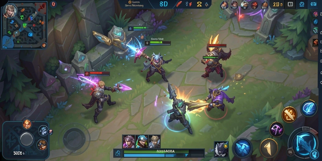 Tangkapan layar dari gameplay seru 8ID dalam pertempuran MOBA.