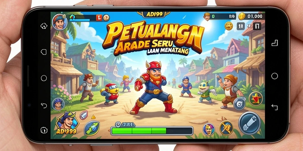 Tampilan gameplay ADI99 yang penuh warna dan menantang.
