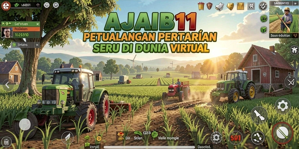 Tangkapan layar AJAIB11 menunjukkan petualangan pertanian yang seru dan penuh warna.