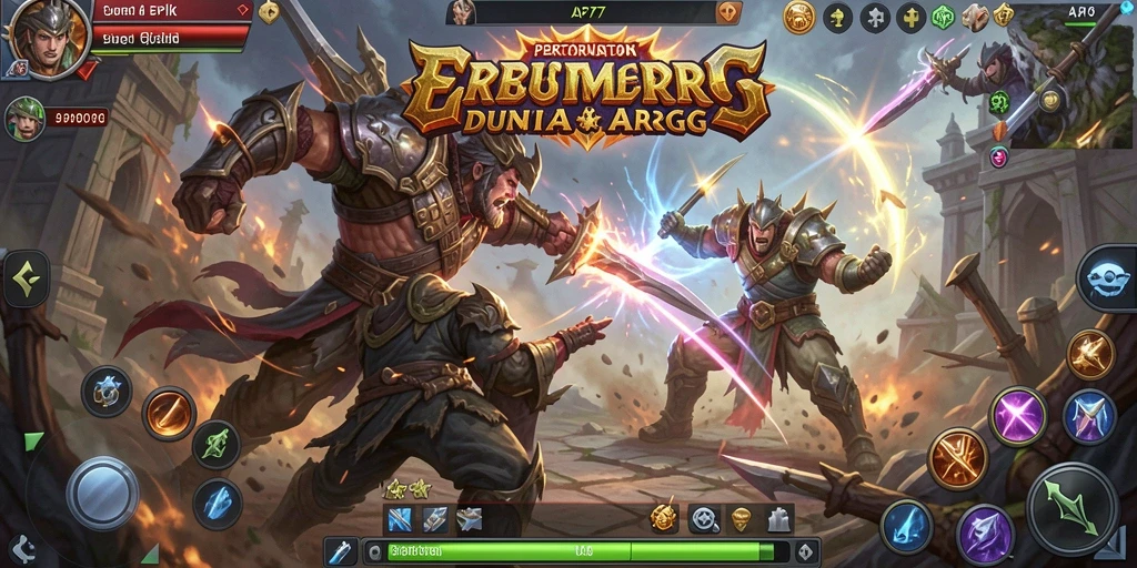 Screenshot menunjukkan aksi pertarungan epik dalam API77.