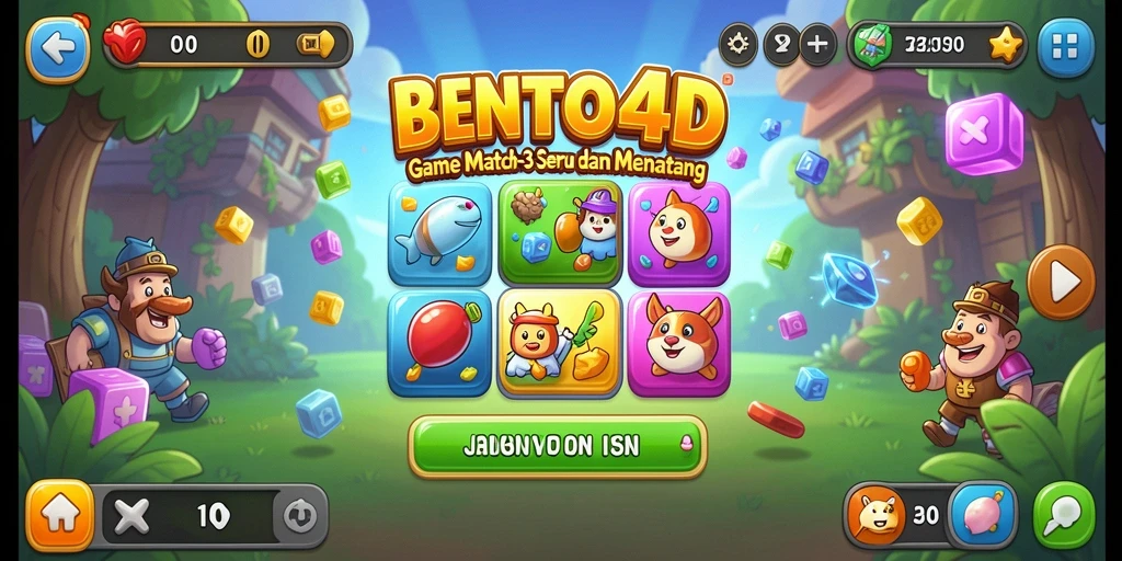 Tampilan gameplay BENTO4D yang penuh warna dan seru.