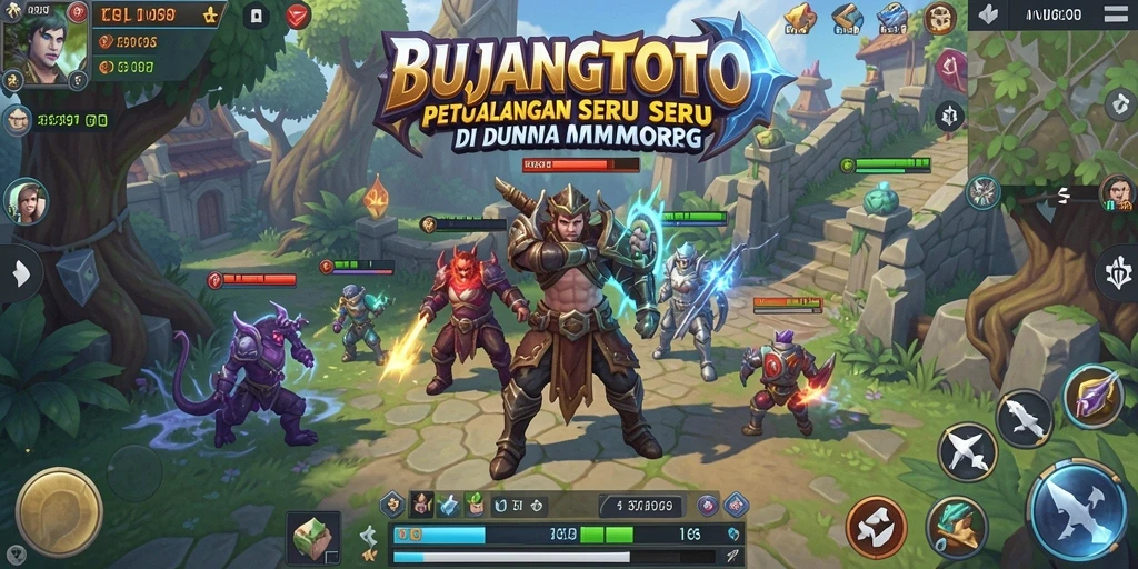 Screenshot menampilkan pertarungan seru dalam dunia MMORPG BUJANGTOTO.