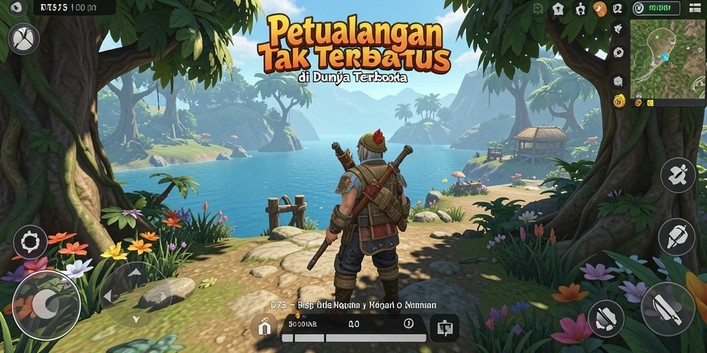 Screenshot menampilkan aksi gameplay seru di D73 dengan dunia terbuka.