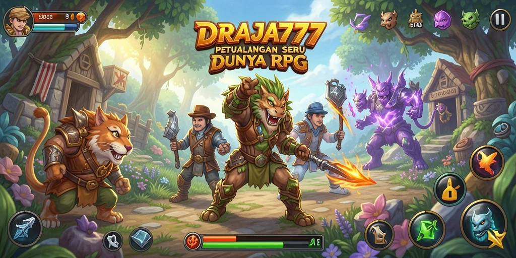 Screenshot gameplay DRAJA777 menunjukkan aksi pertarungan yang mendebarkan.