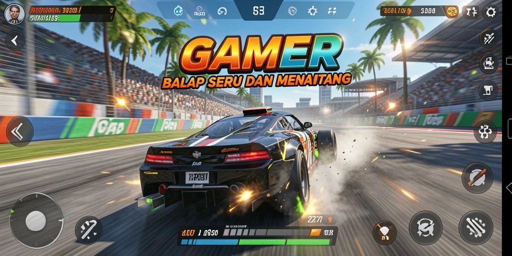 Tampilan gameplay balapan yang mendebarkan di GAMERP.