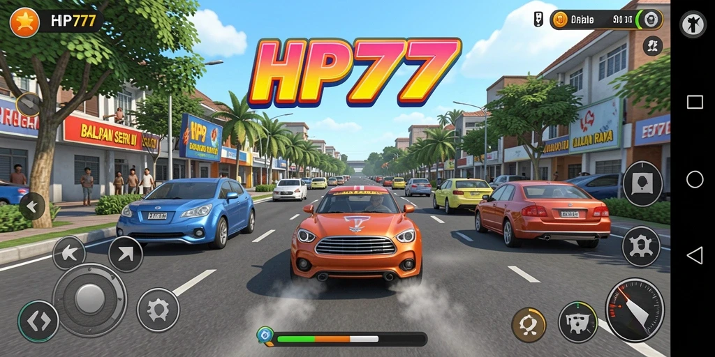 Tampilan gameplay <strong>HP777</strong> dengan balapan yang mendebarkan di trek yang menantang.