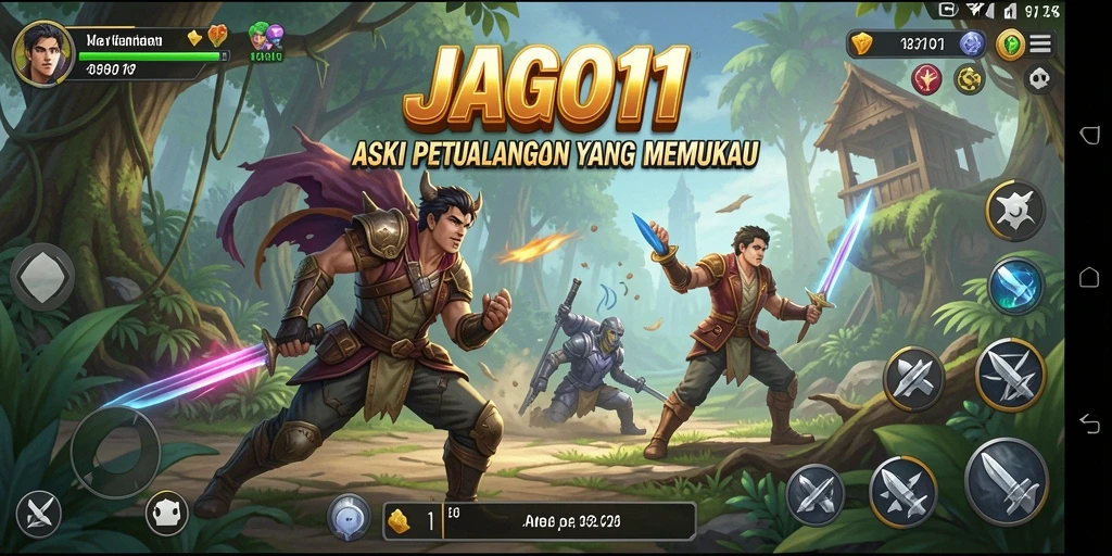 Screenshot gameplay JAGO11 menampilkan pertarungan epik dan aksi mendebarkan.