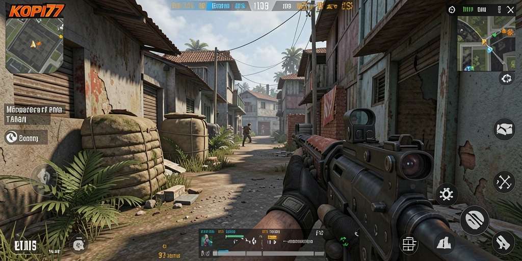 Screenshot KOPI77 menampilkan aksi seru dalam pertempuran FPS.