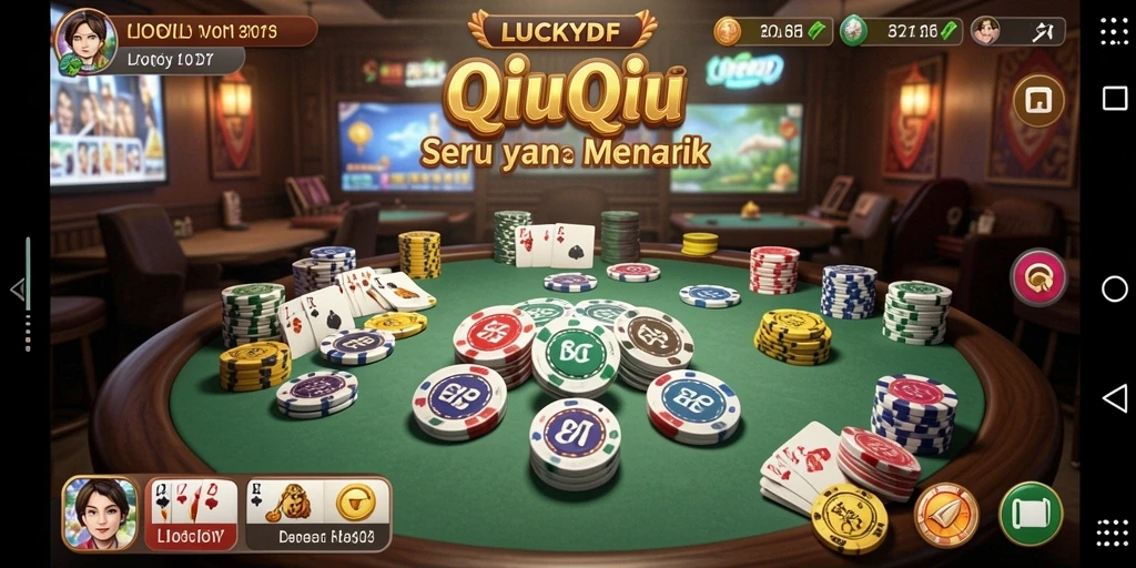 Screenshot gameplay LUCKYDF menampilkan suasana pertandingan seru di QiuQiu.