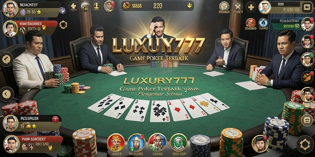 Tampilan gameplay poker yang menegangkan di LUXURY777.