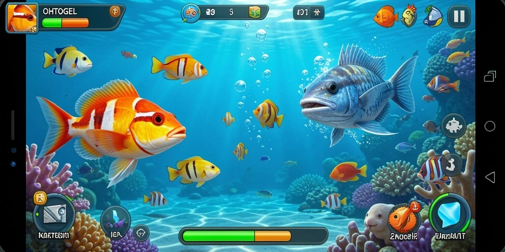 Screenshot gameplay OHTOGEL menampilkan aksi seru menembak ikan.