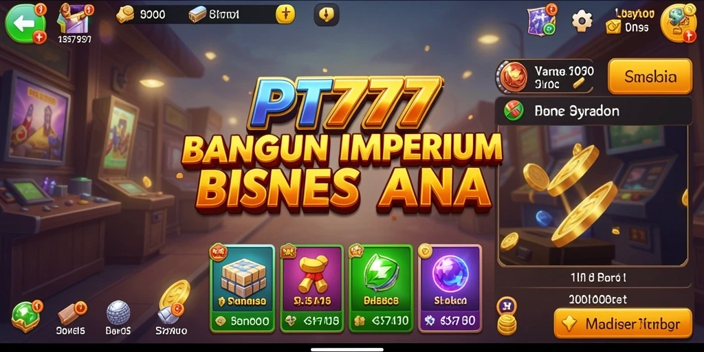 Tangkapan layar gameplay PT777 yang menunjukkan manajemen bisnis yang dinamis.