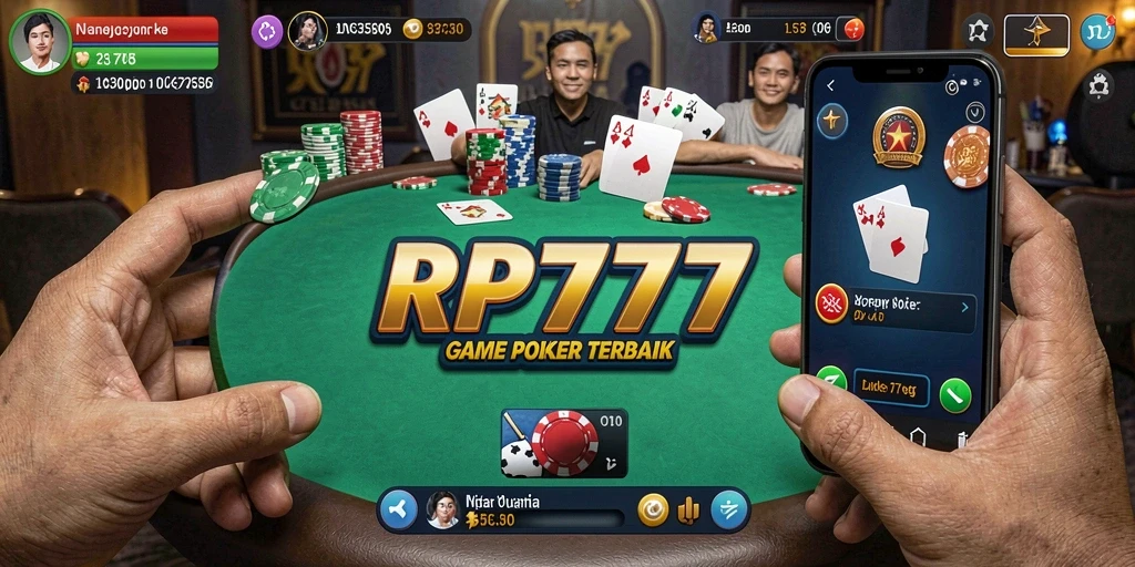 Screenshot gameplay RP777 menampilkan aksi Poker yang mendebarkan.