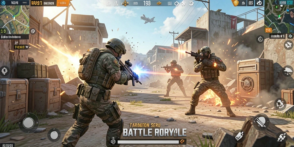 Gameplay RR89 yang mendebarkan dalam pertempuran Battle Royale.