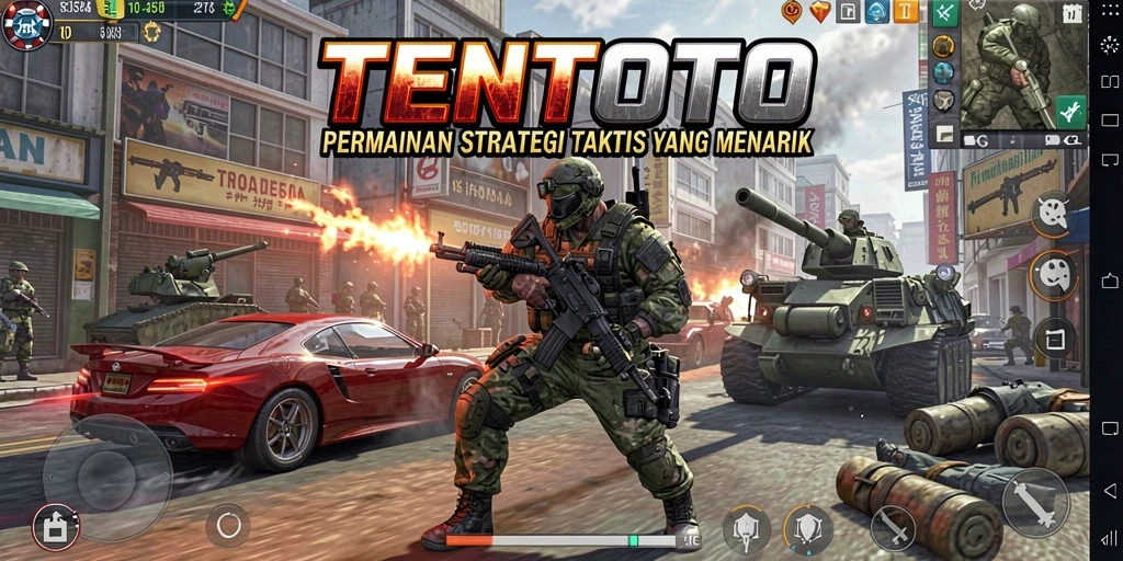 Screenshot TENTOTO menampilkan momen strategis dalam pertempuran.