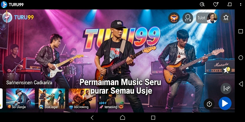 Tampilan screenshot utama TURU99 dengan gameplay musik yang interaktif.