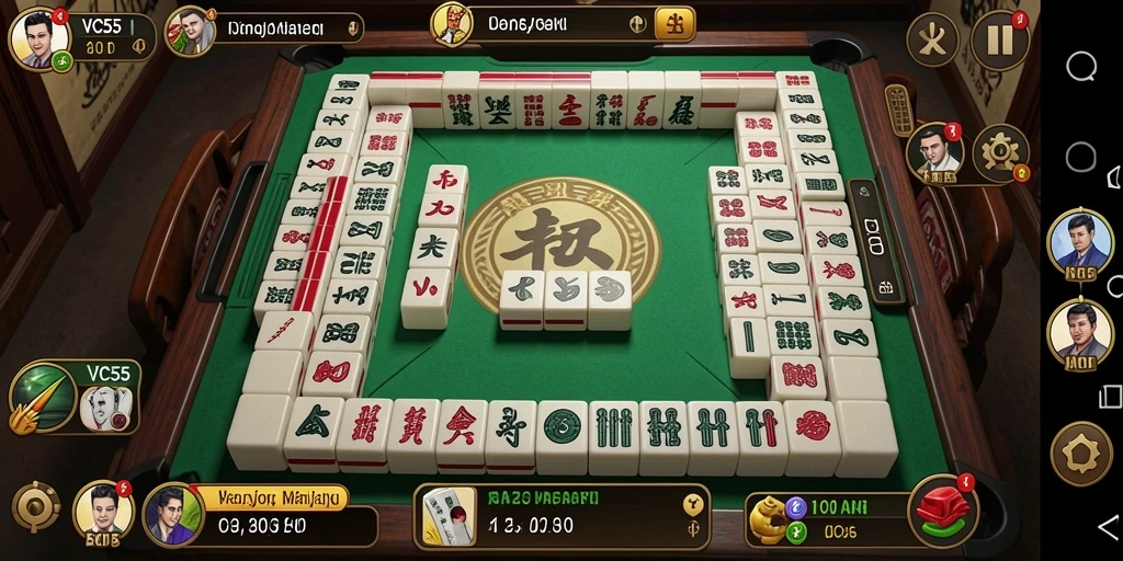 Tampilan gameplay seru VC55 dalam permainan Mahjong yang memikat.